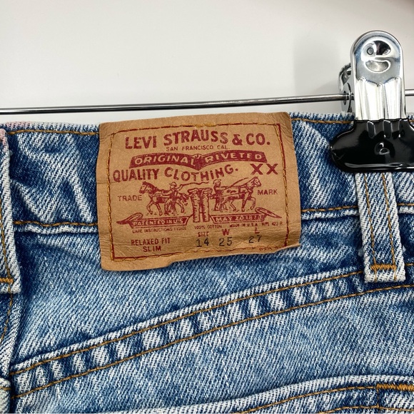 Vintage Levi’s 555 Slim Straight 80’s Mom Jeans Light Wash High Rise 25 - Picture 10 of 15